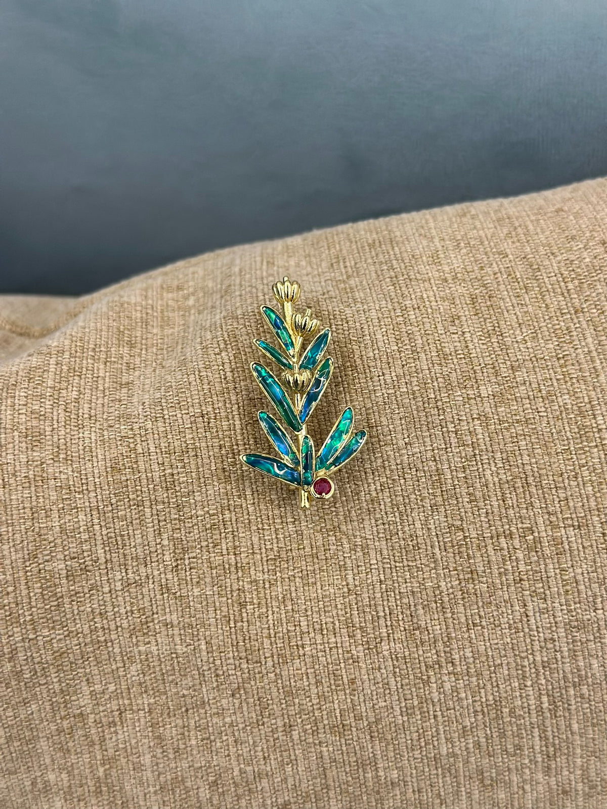 Olive Branch Mother of Pearl Brooch