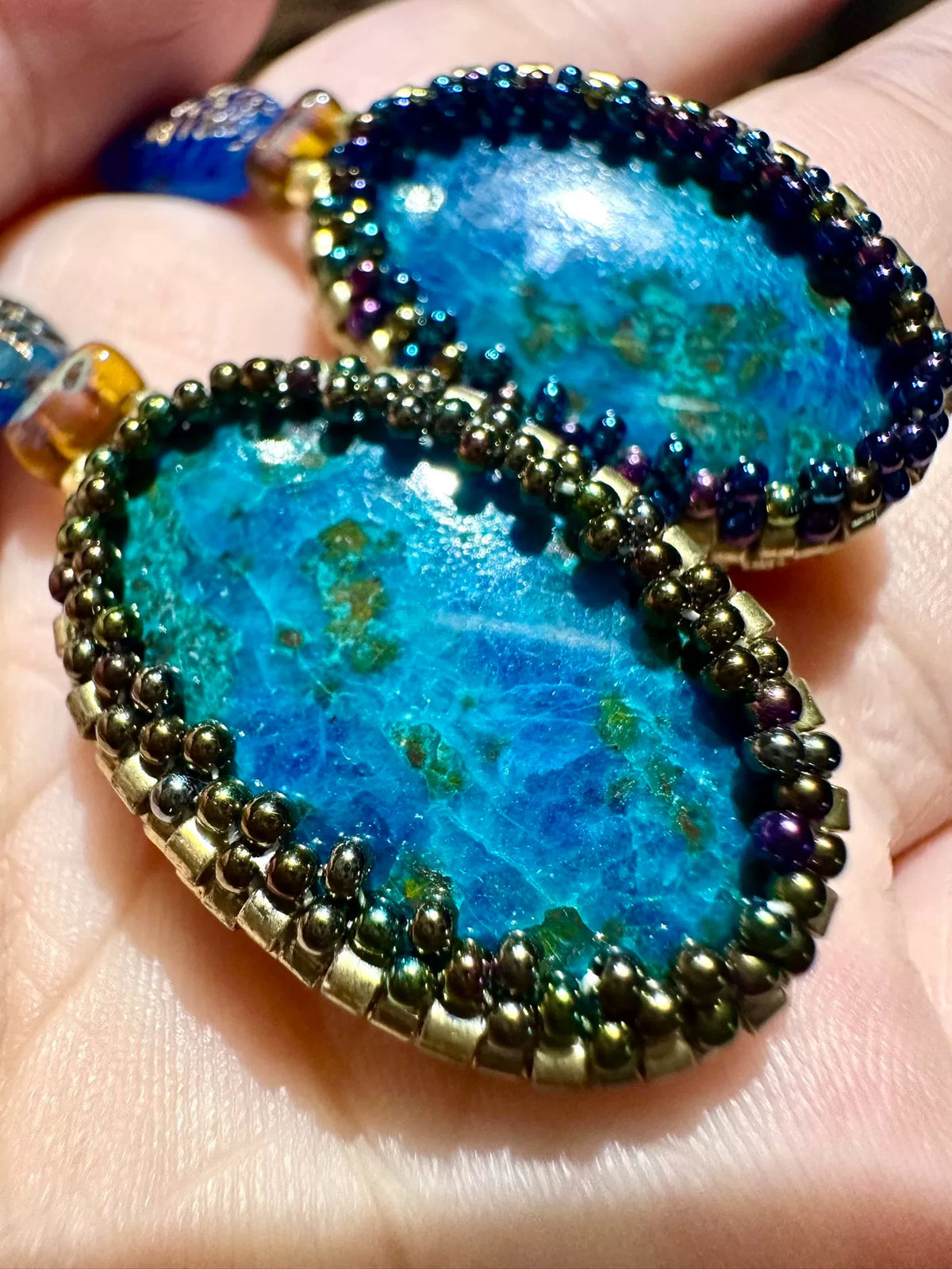 Azurite Beaded Dangle Earrings