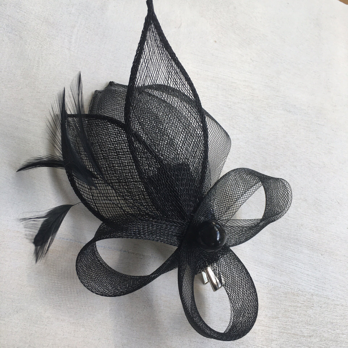Black Mesh Fascinator Hair Clip