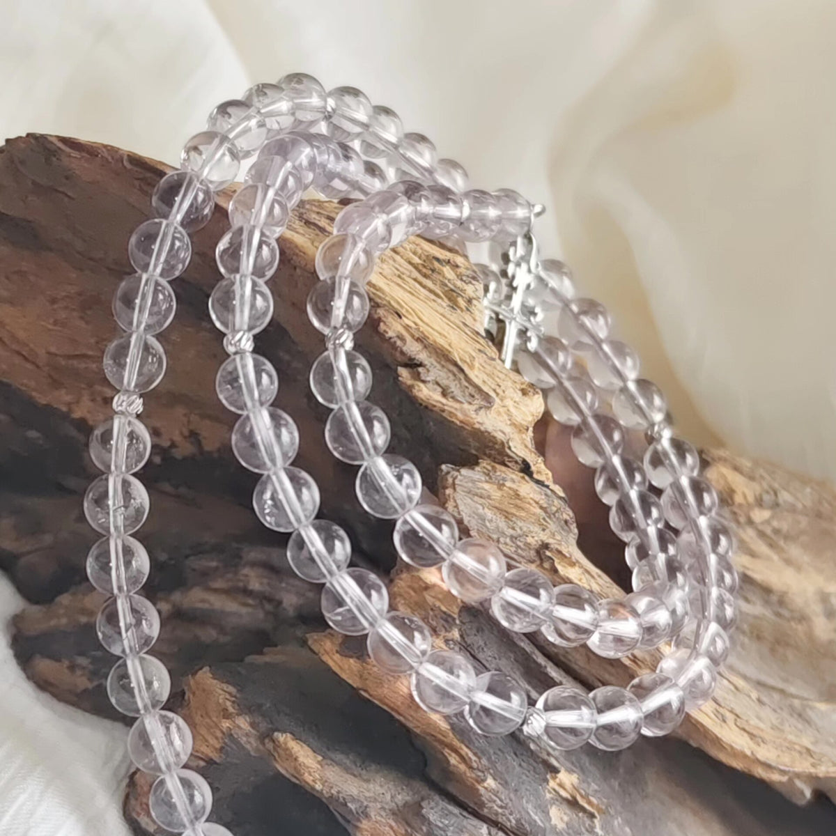 Natural Amethyst Beaded Sweater Necklace 61cm