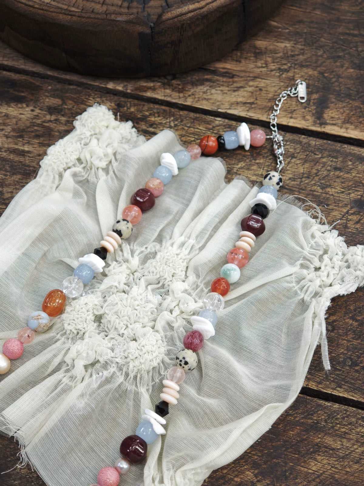 Handgemaakte Roze en Blauwe Kralenketting