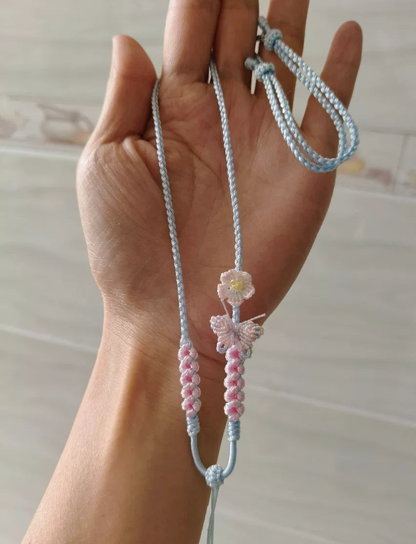 Handgewebtes Handy-Lanyard Rosa-Blau-Verlauf