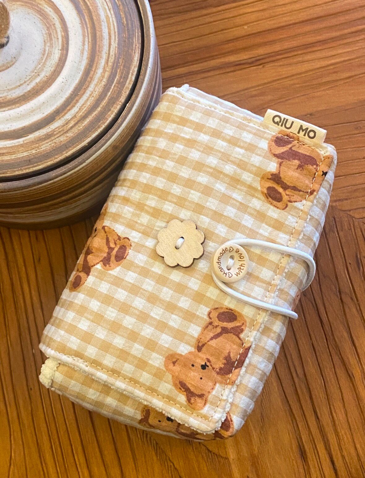 Gingham Bear Camera Storage Case