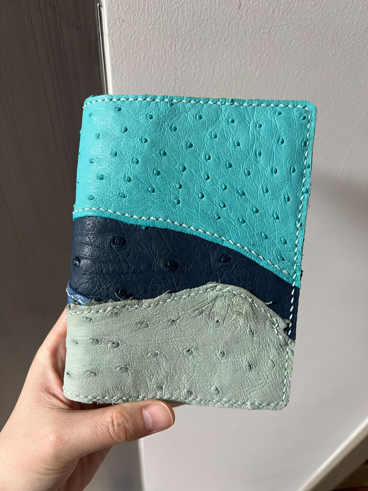 Patchwork Ostrich Leather Bifold Wallet