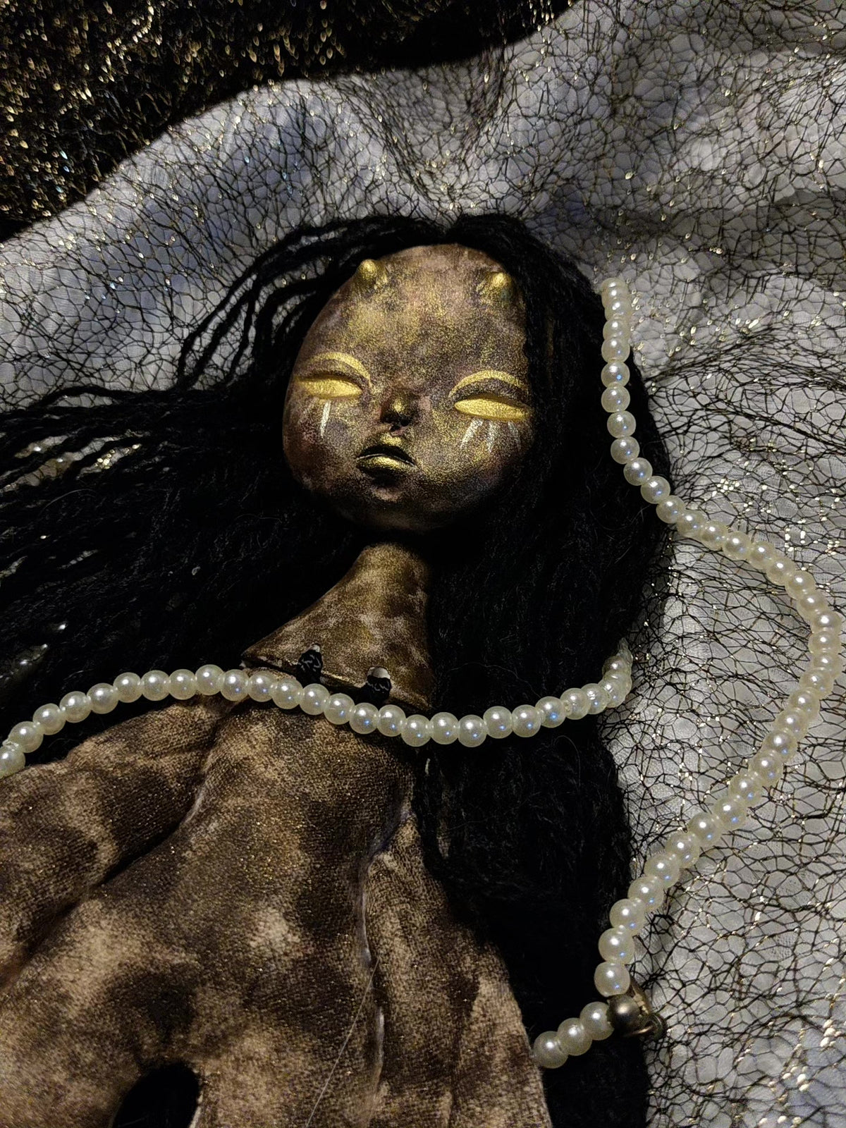 Handmade Art Doll Moth Stone Clay Figure