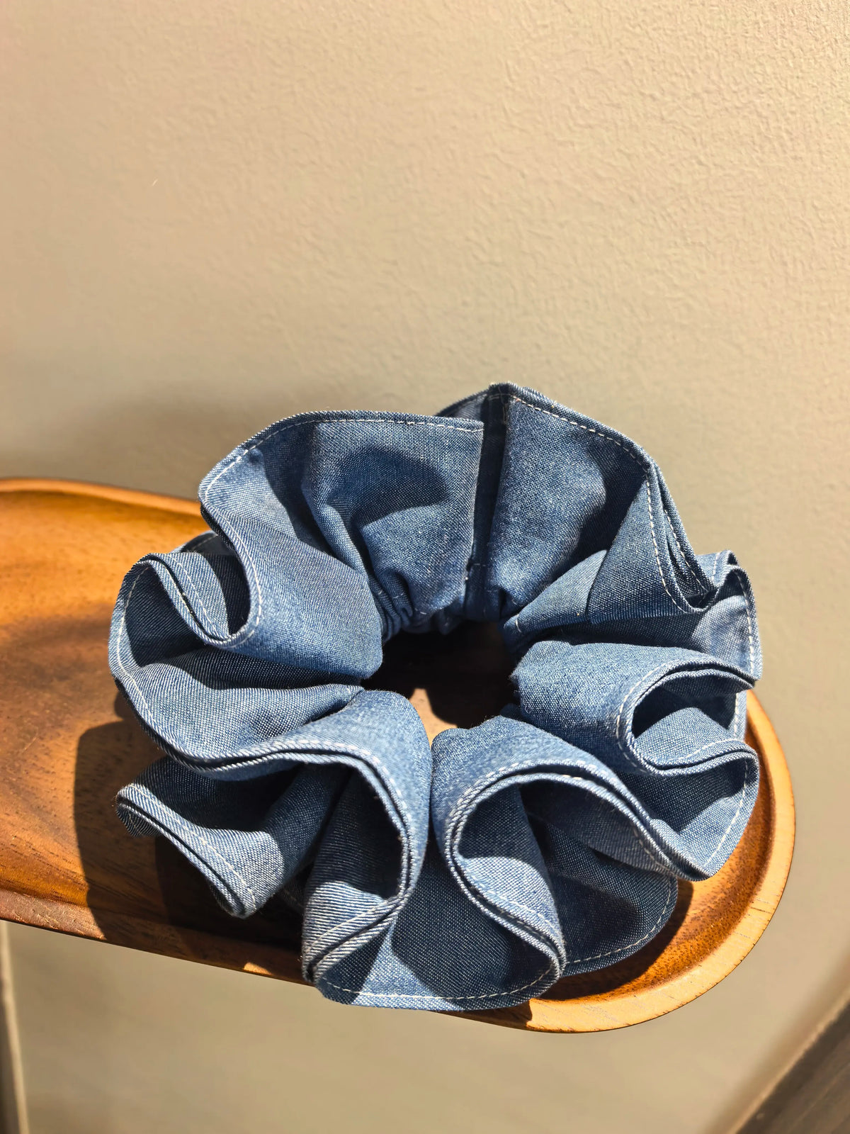 Four Layer Cotton Denim Hair Scrunchie