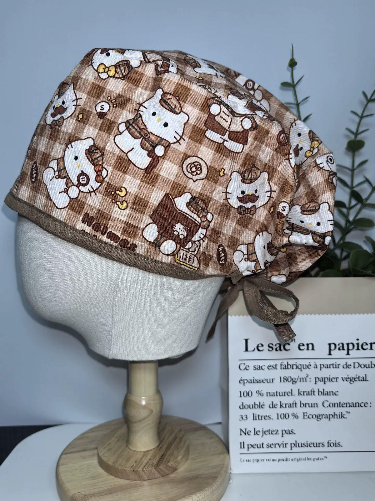 Cuffia chirurgica in cotone con stampa di gatti