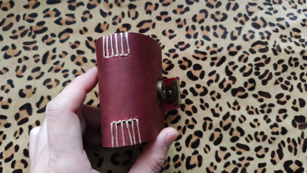 Burgundy Leather Journal Mini Notebook