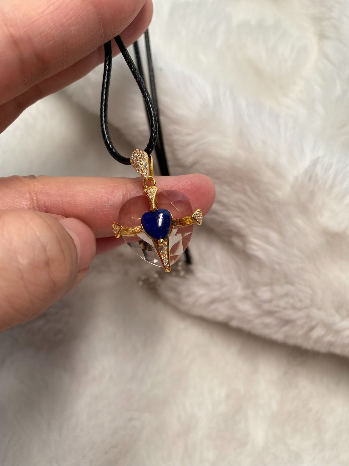 S925 Silver Quartz Lapis Lazuli Pendant