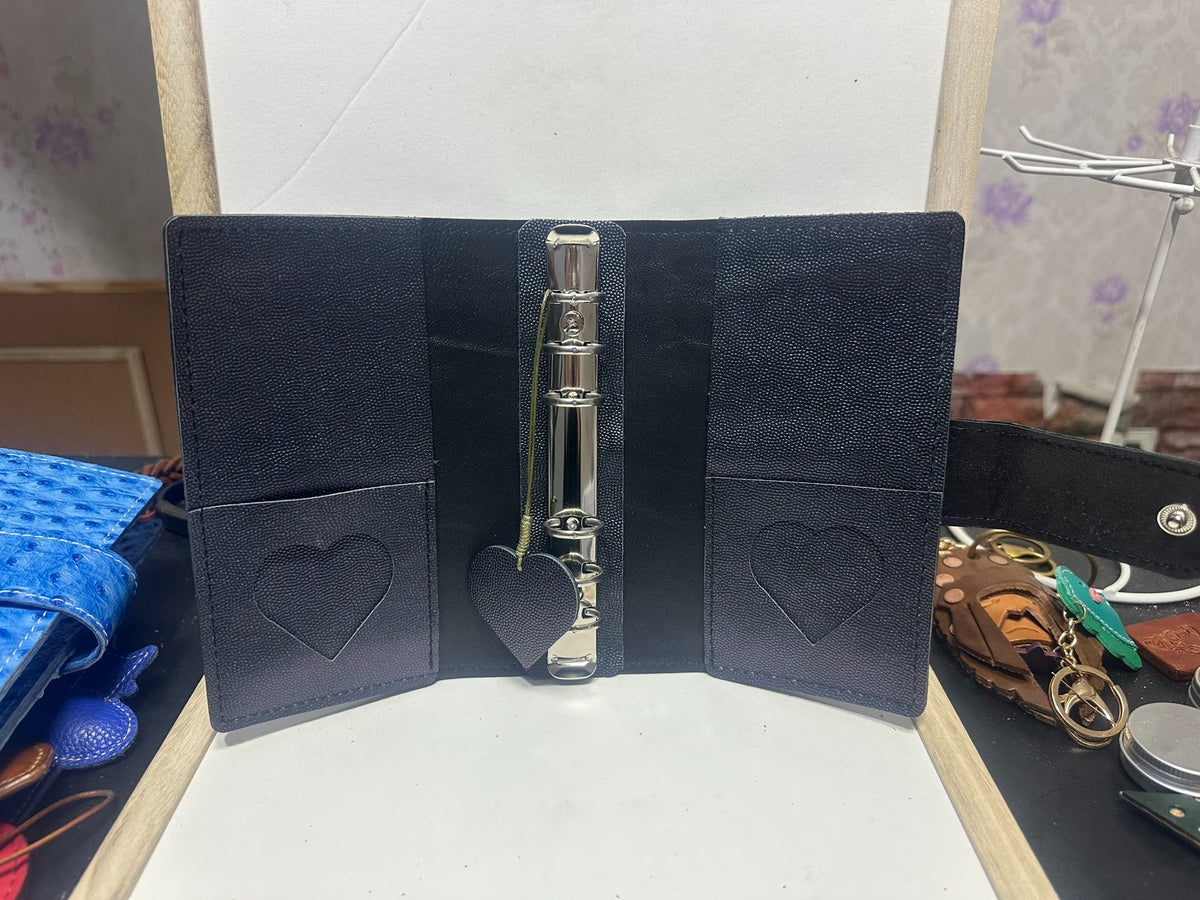 A6 Navy Pebbled Cowhide Loose Leaf Journal