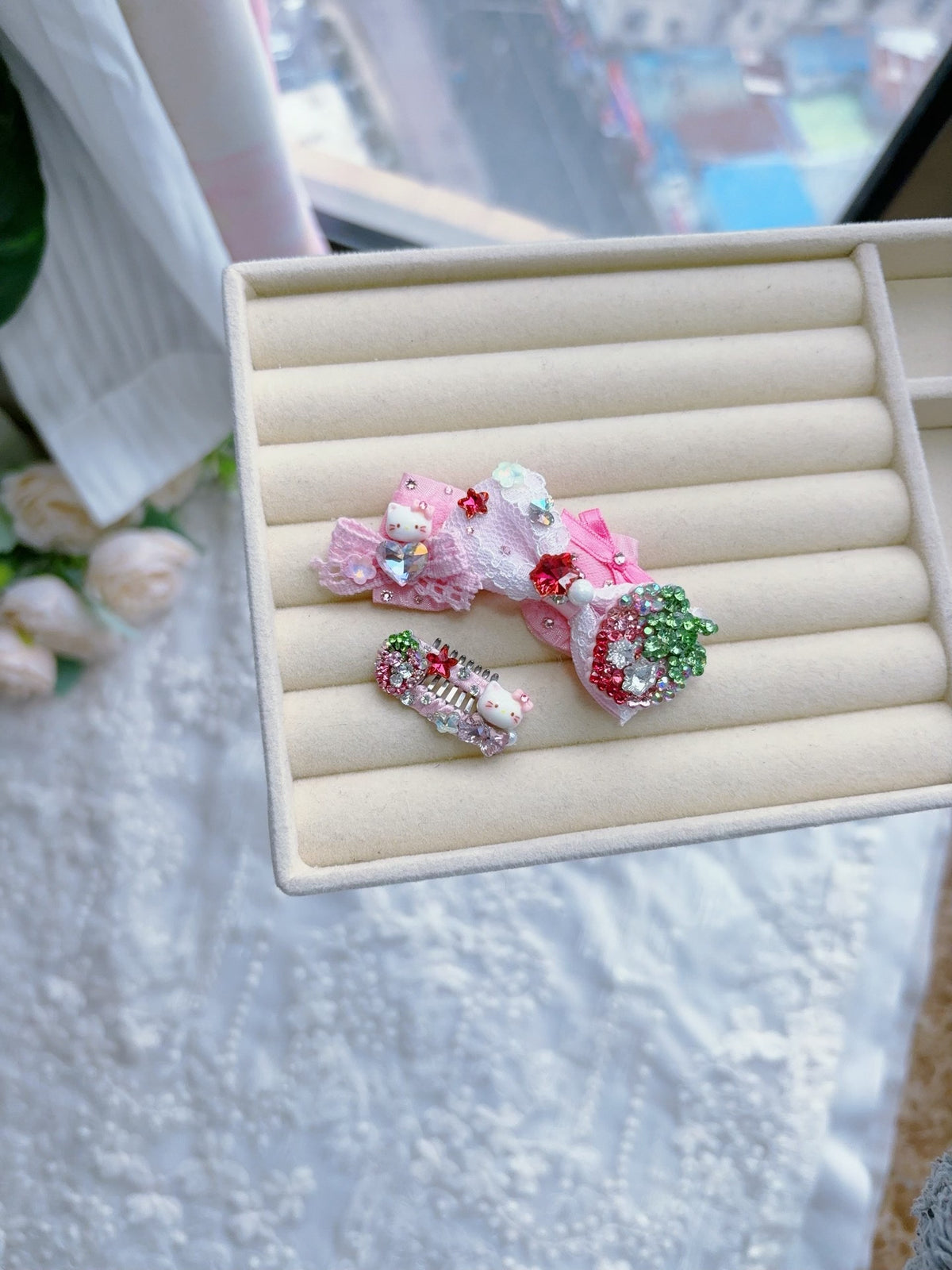 Pink Gradient Frog Pet Hair Clip Set