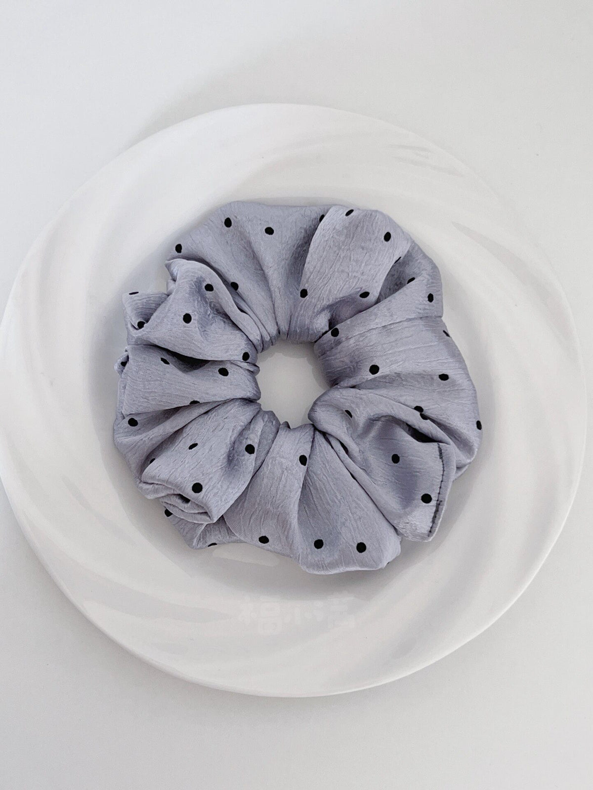 Ruffled Satin Polka Dot Scrunchie
