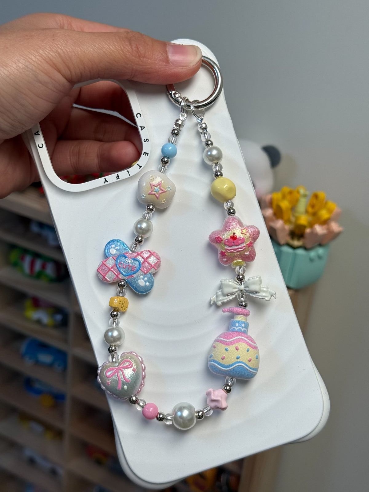 Macaron Color Beaded Phone Strap Charm