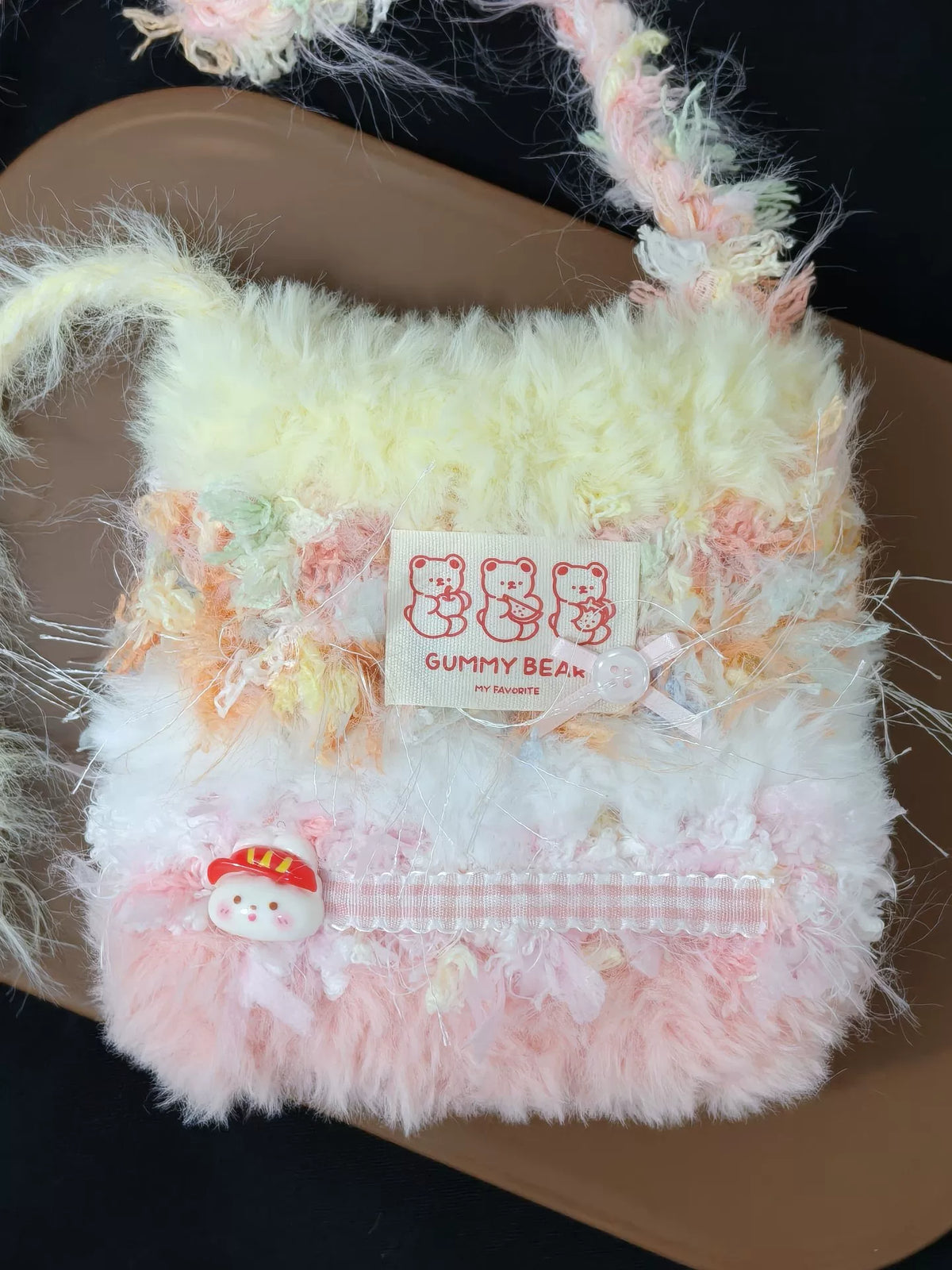 Crochet Fuzzy Yarn Decorative Small Bag