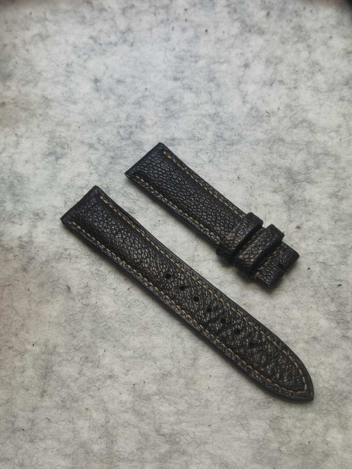 Ostrich Leather Watch Strap Dark Brown