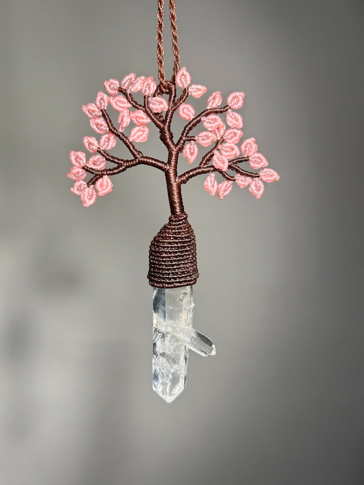 Handmade Macrame Tree of Life Quartz Necklace