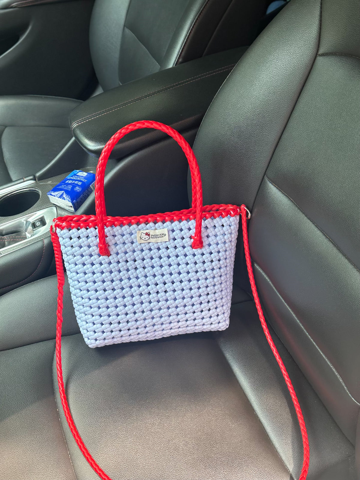 Saco de Tecido Hello Kitty em Azul-Gelo