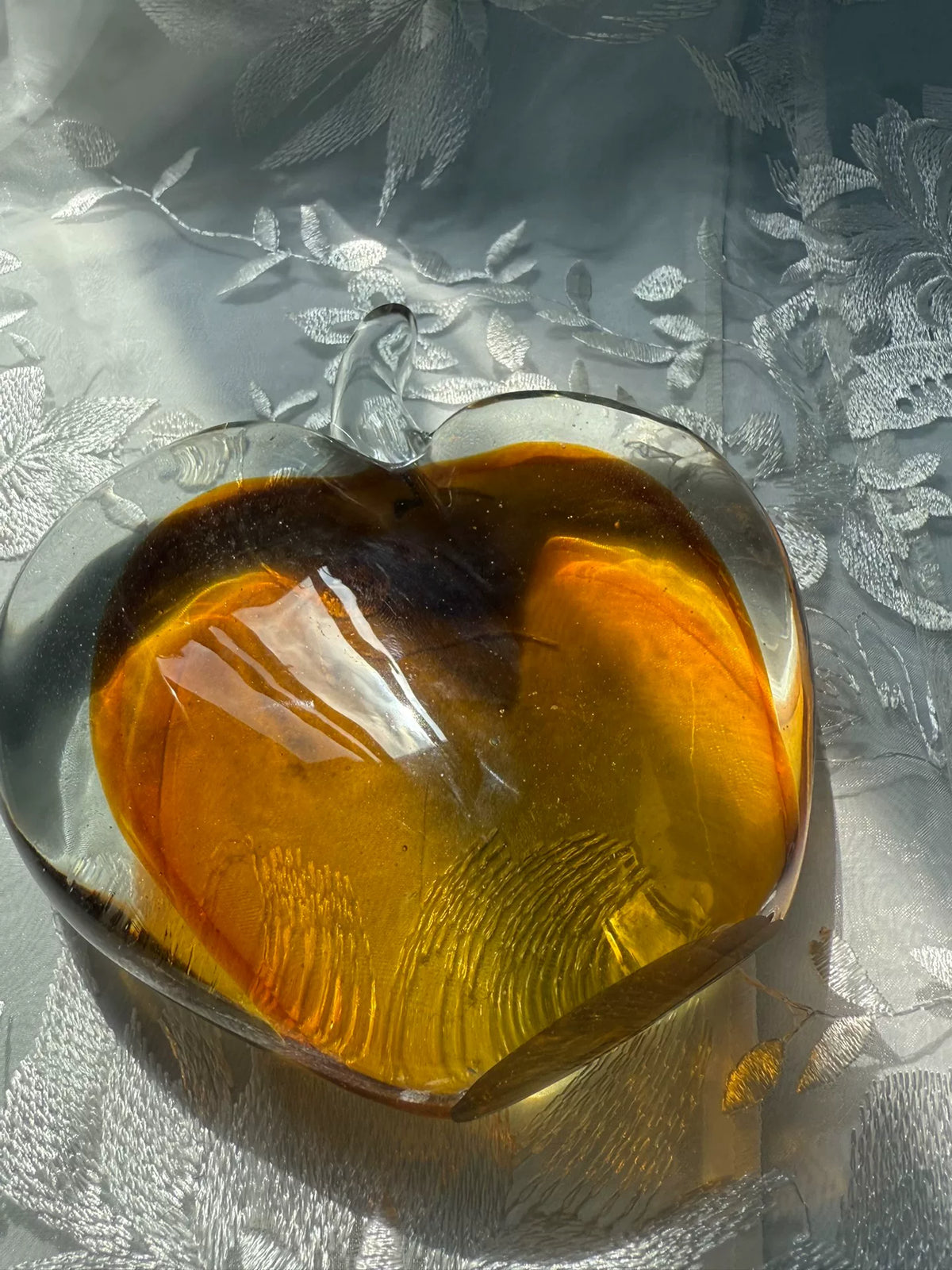 Vintage Amber Glass Apple Ornament 17 cm