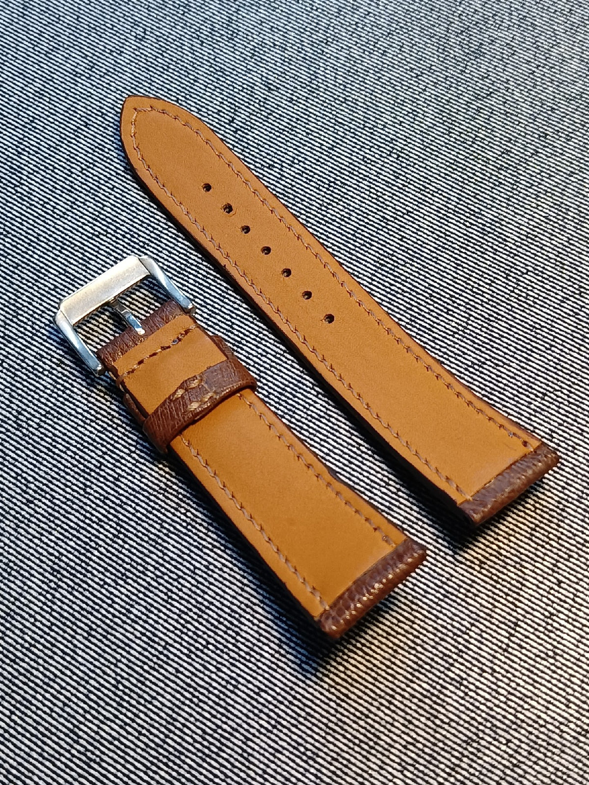 Handcrafted Brown Ostrich Leather Watch Strap