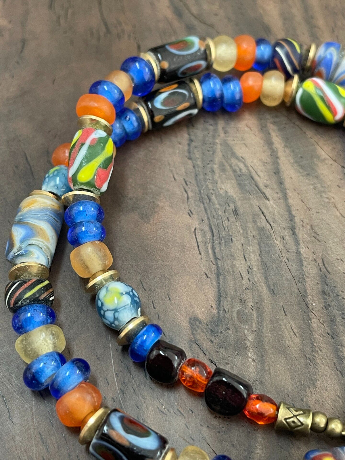 Phoenician Lion Glass Bead Necklace
