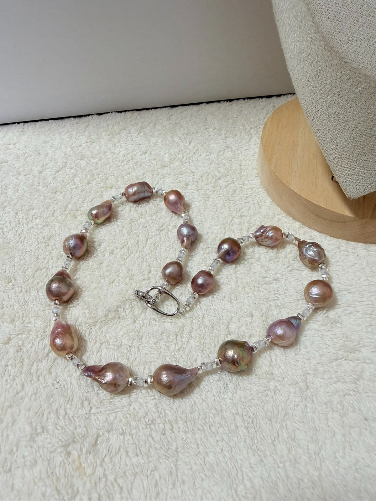 Purple Baroque Pearl Necklace with Iridescent Finish
