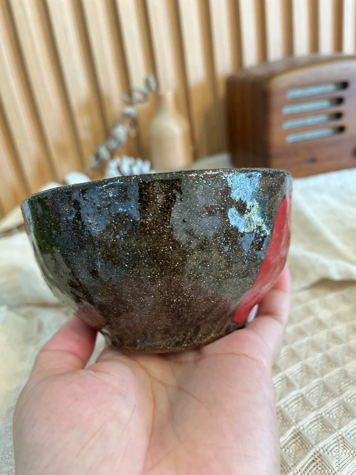 Handmade Black Pottery Apple Bowl 380 ml
