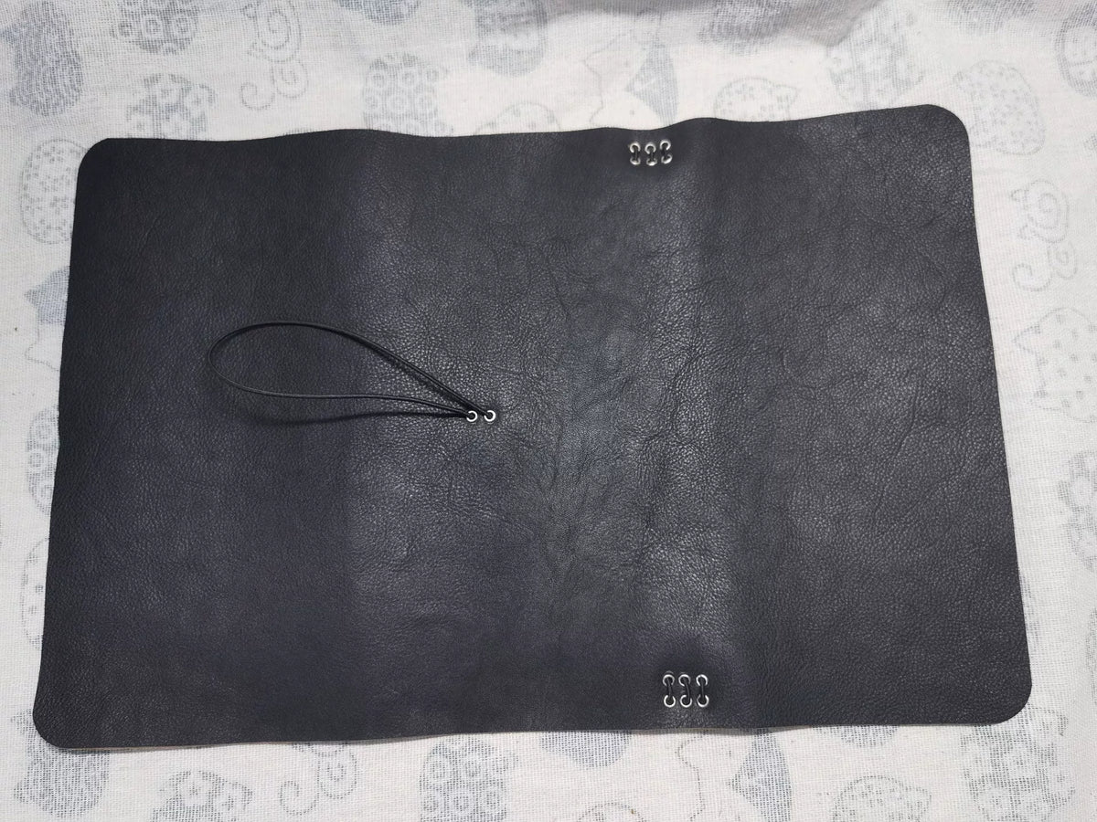 Schwarzes Leder A5S TN Dreifaltige Notizbuch-Hülle