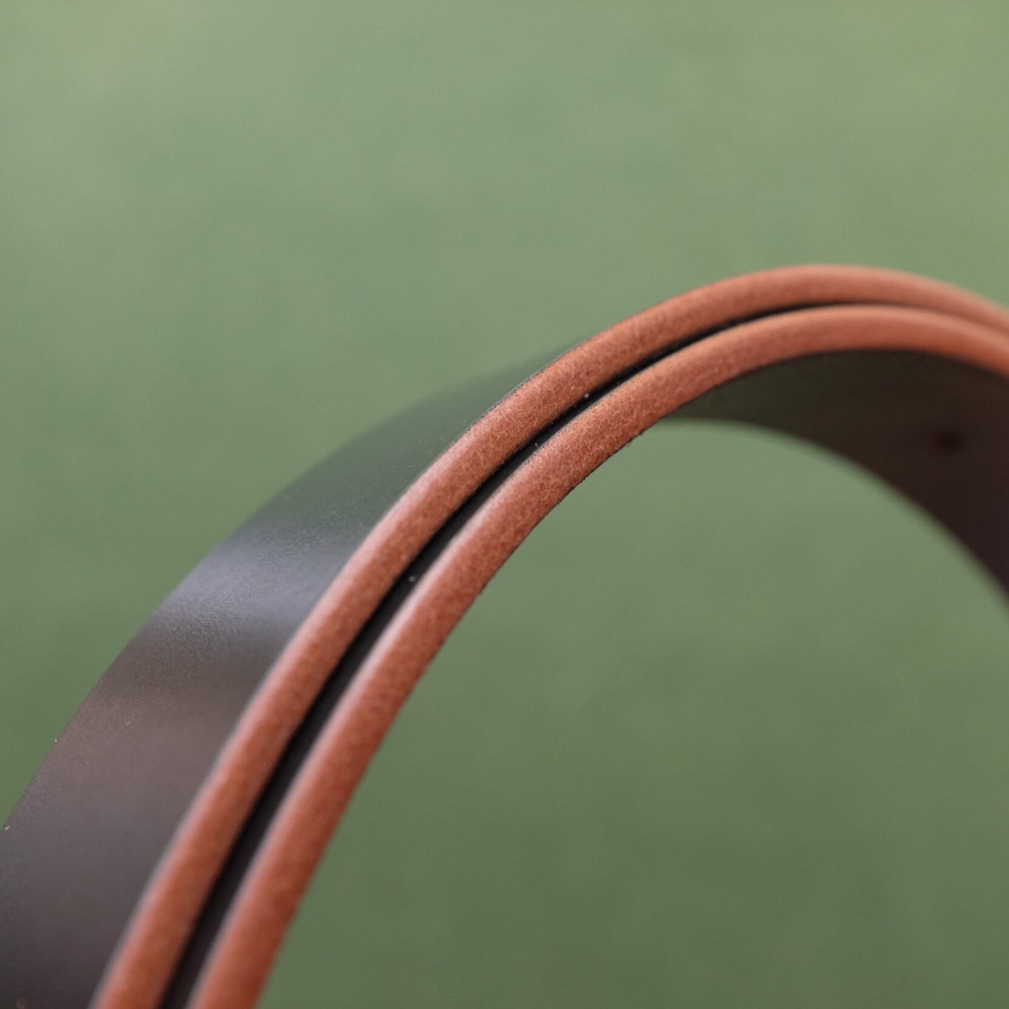 Dark Leather Belt with Brass Oval Buckle