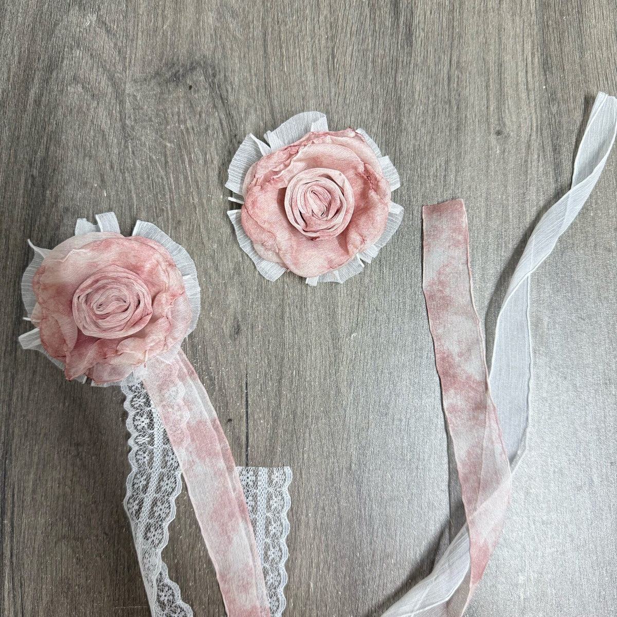 Handmade Watercolor Rose Fabric Brooch