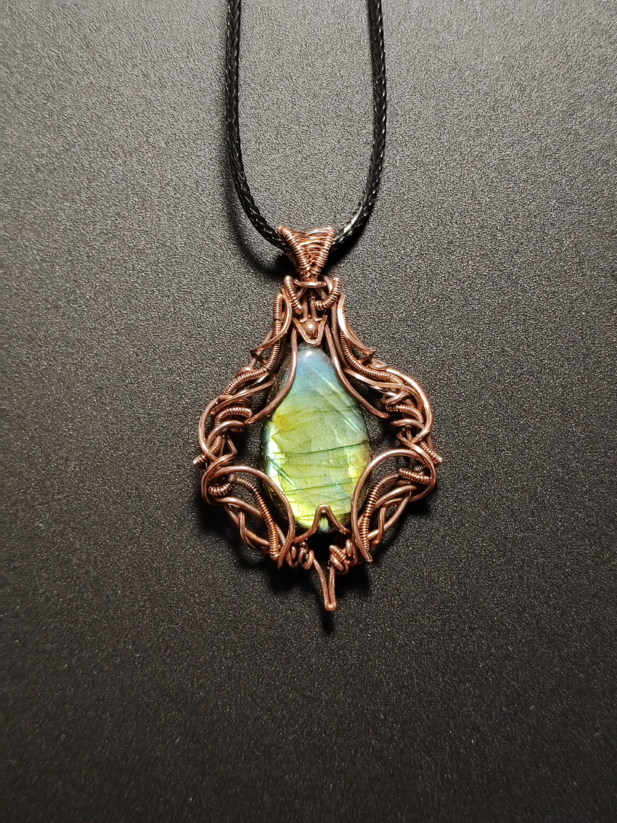 Labradorite Pendant Wire Wrapped Copper