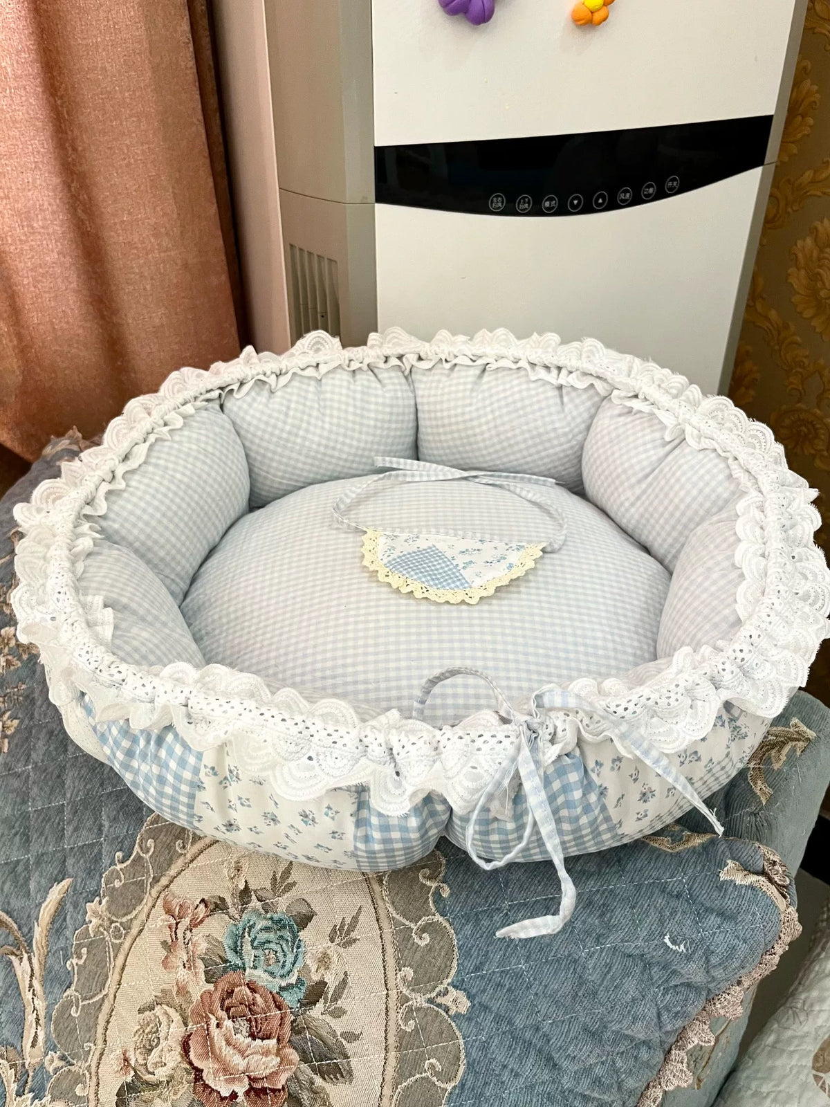 Panier pour chat en coton réversible avec coussin