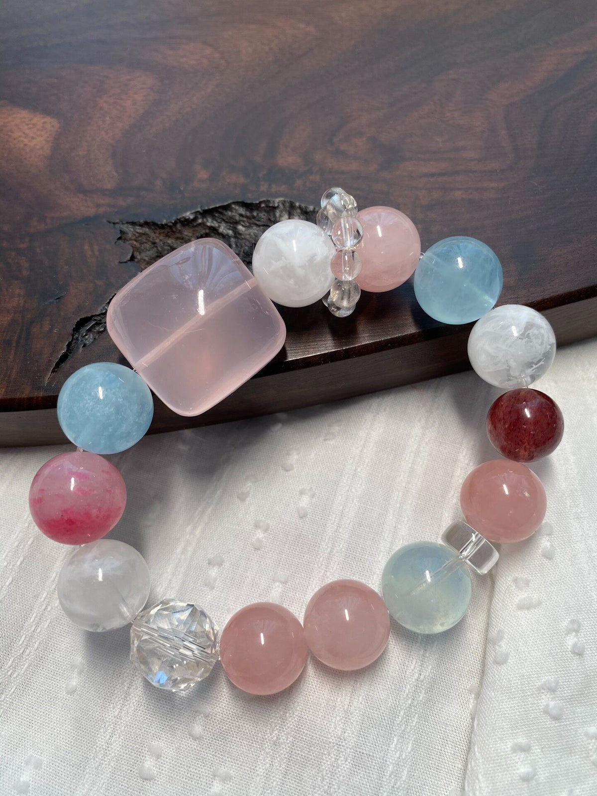 Multi-Gemstone Crystal Bracelet with Rose Quartz