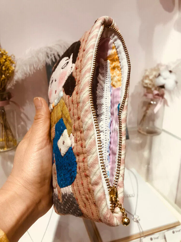 Yarn Dyed Patchwork Girl Clutch Pouch