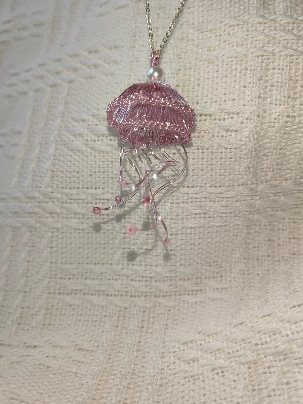 Handgemaakt Crochet Koperdraad Roze Kwalenhanger
