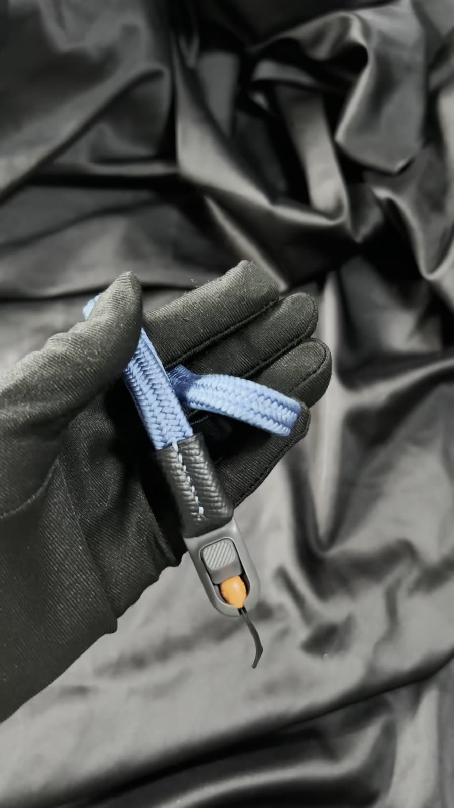 Silk Camera Wrist Strap Cyan Blue