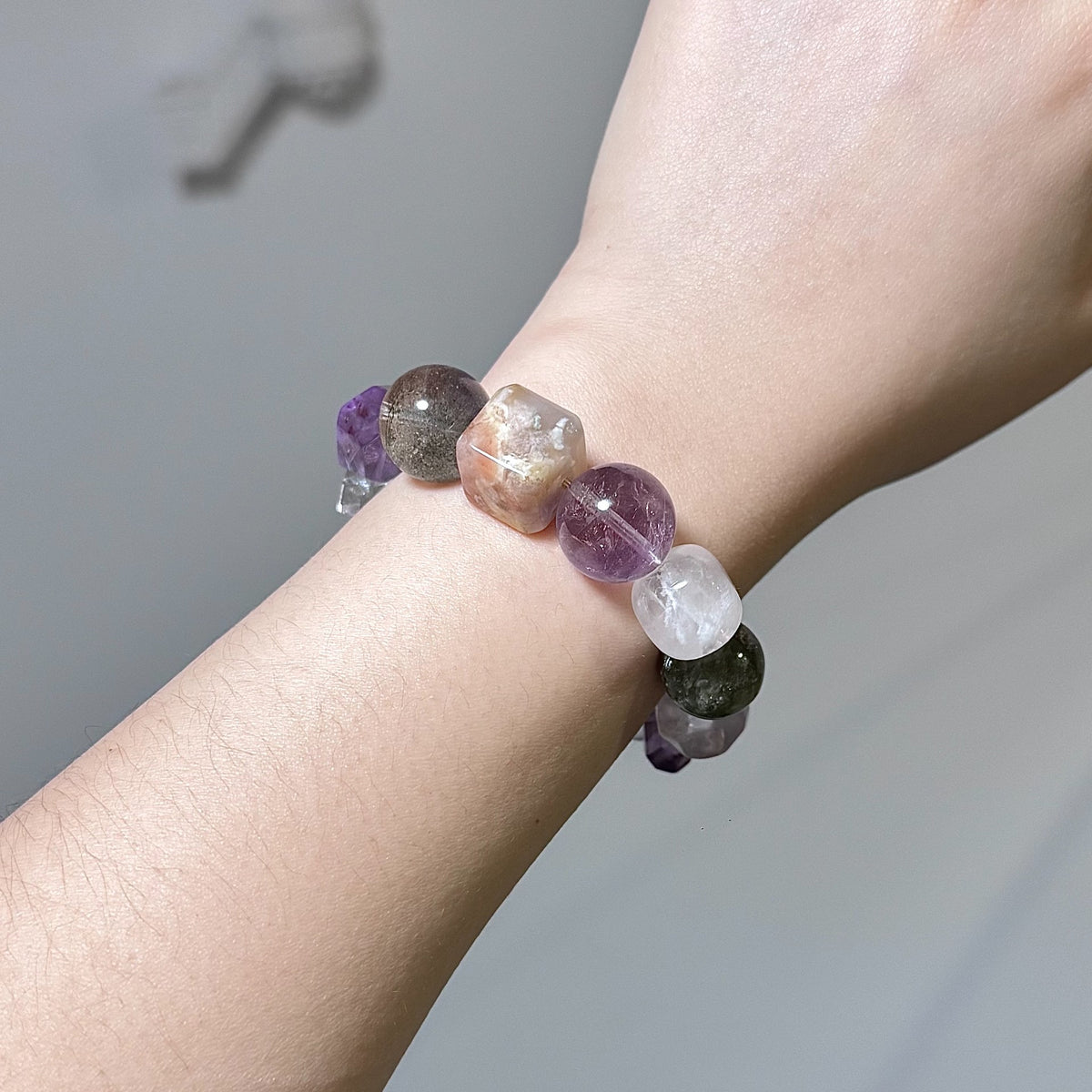 Amethyst Green Phantom Mischkall-Perlenarmband