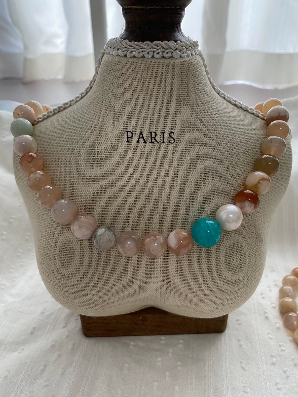 Cherry Blossom Agate Pearl Necklace