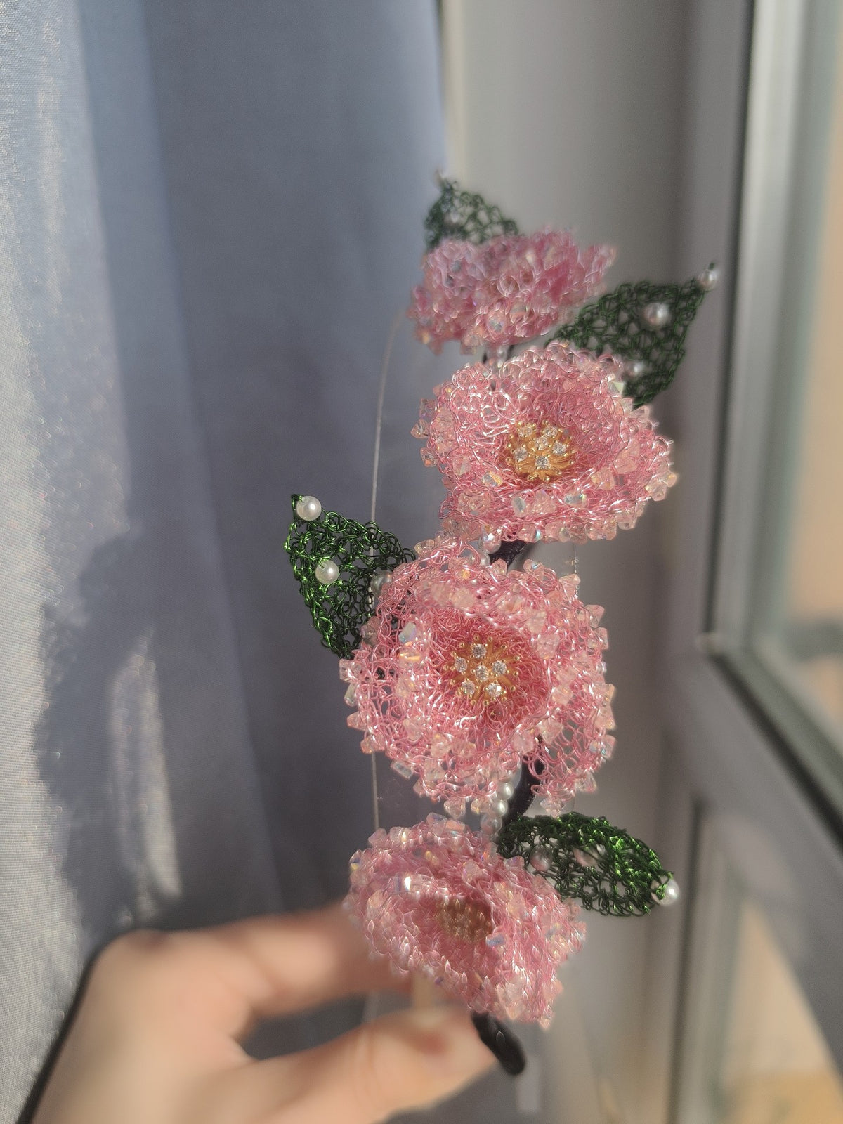 Wire Flower Headband and Clip Set