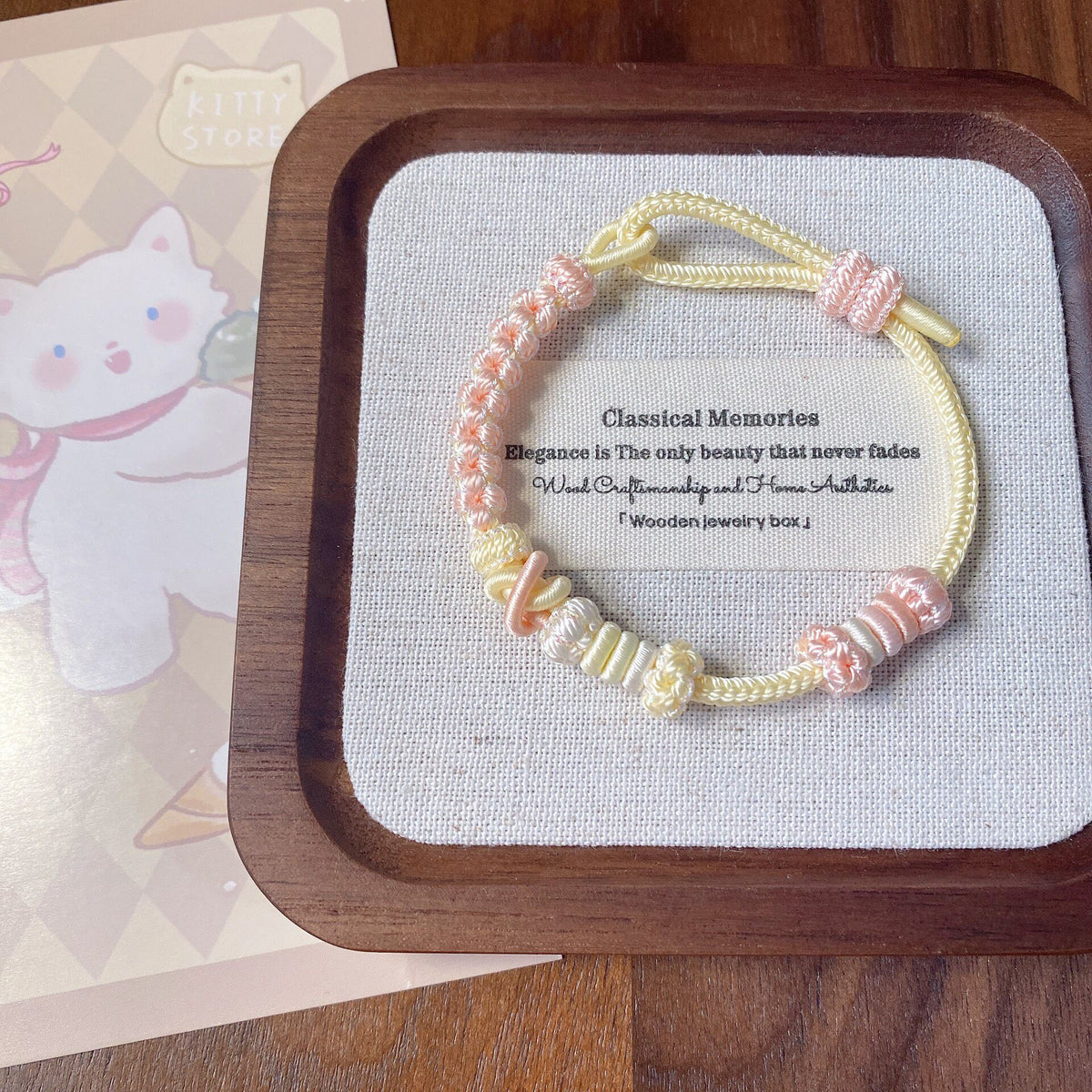 Handcrafted Woven Bracelet Pastel Yellow Pink
