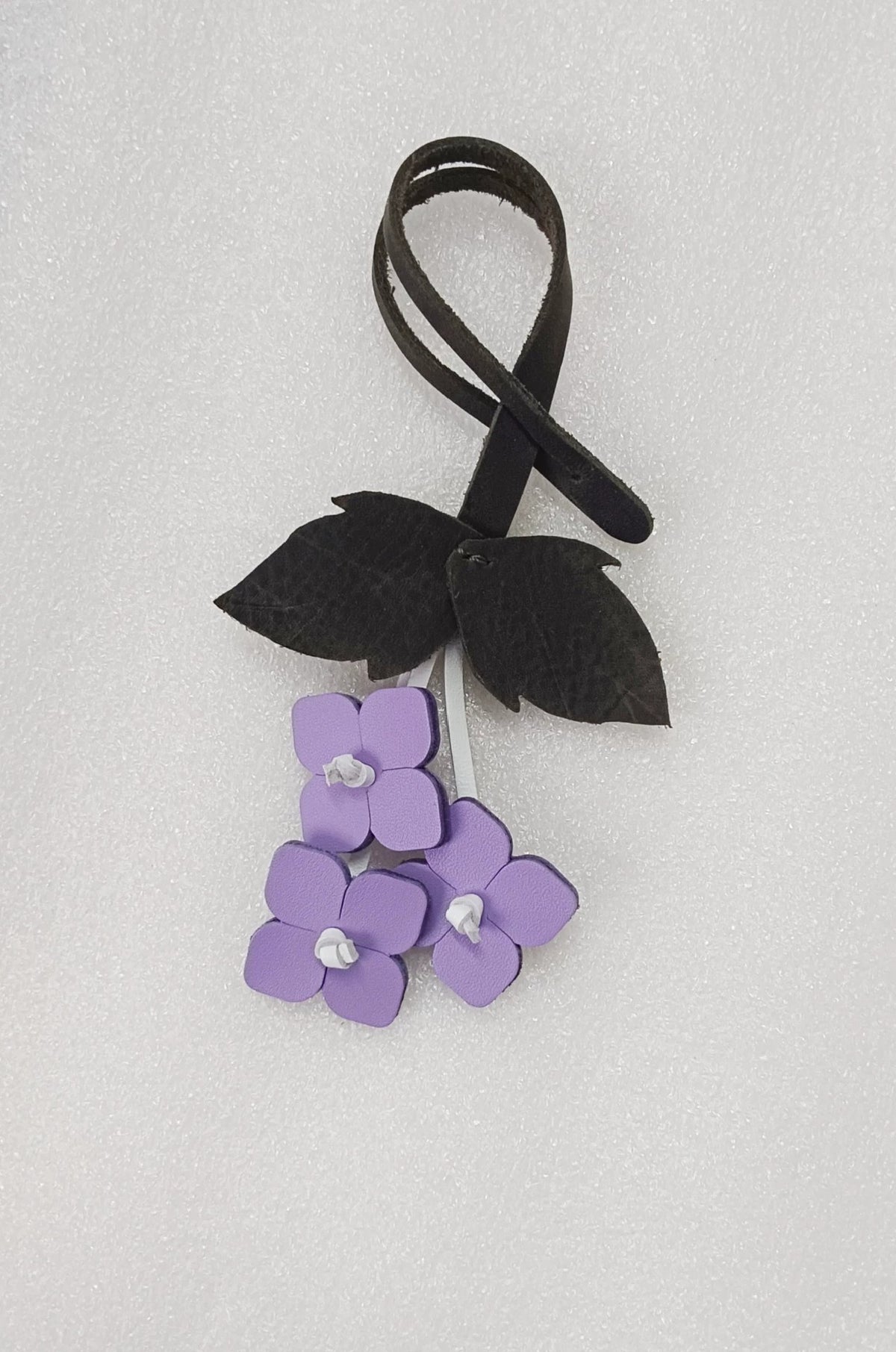 Vegetable Tanned Leather Hydrangea Pendant