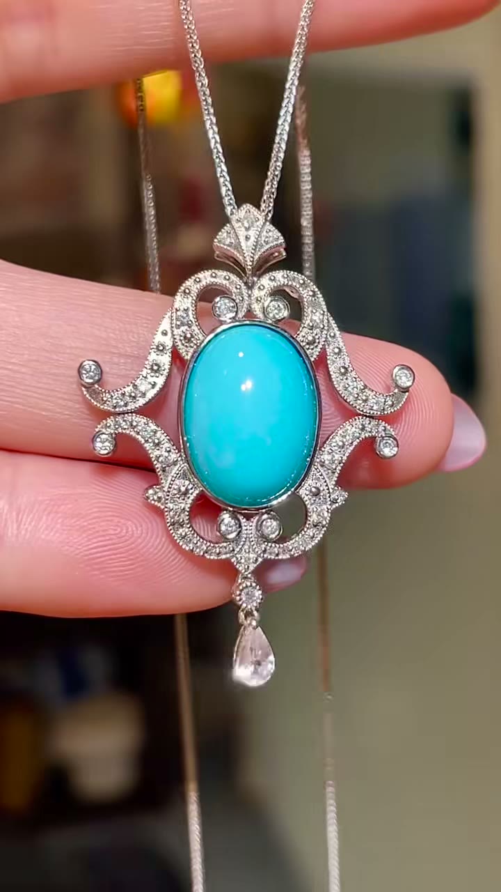 Pendentif-collier en platine Turquoise Sleeping Beauty