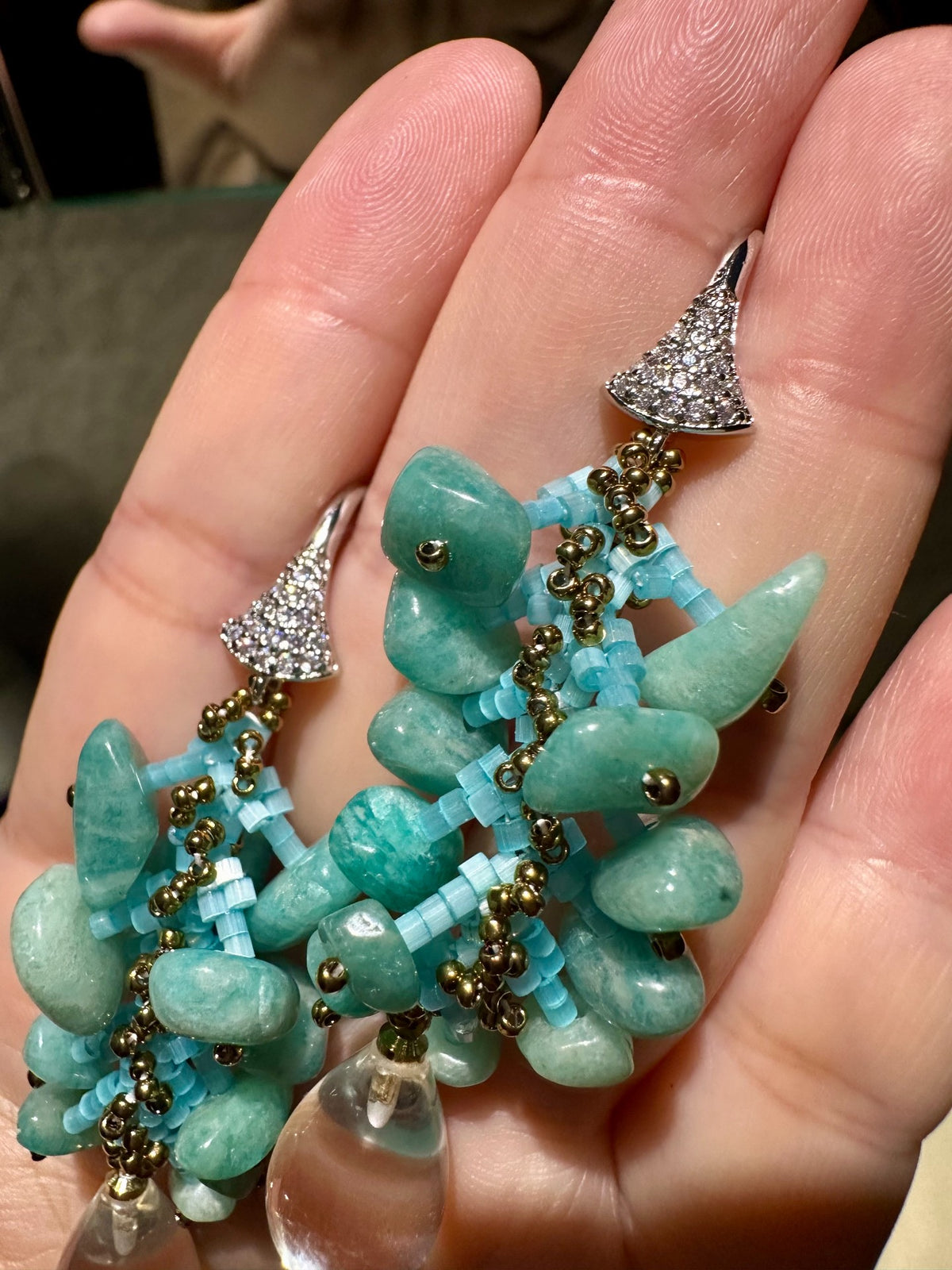 Amazonite Crystal Drop Earrings
