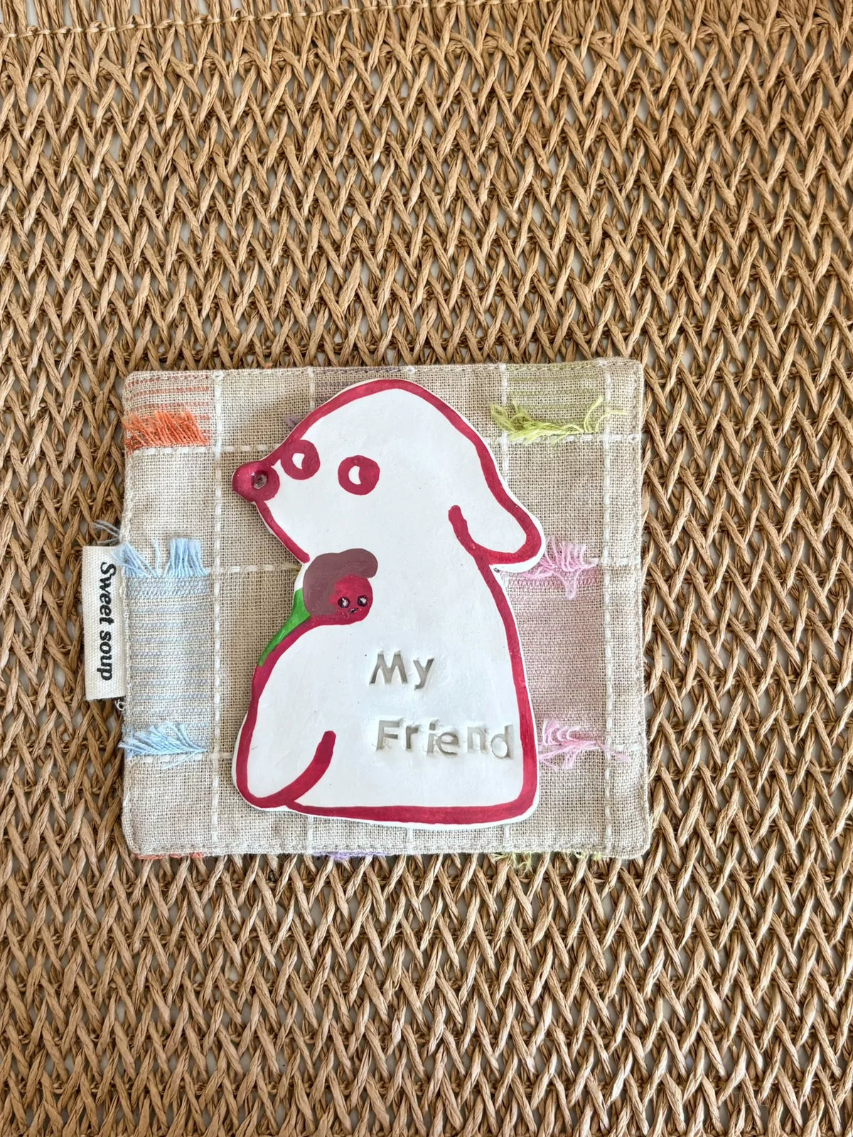 Square Fabric Patch My Friend Cartoon Design