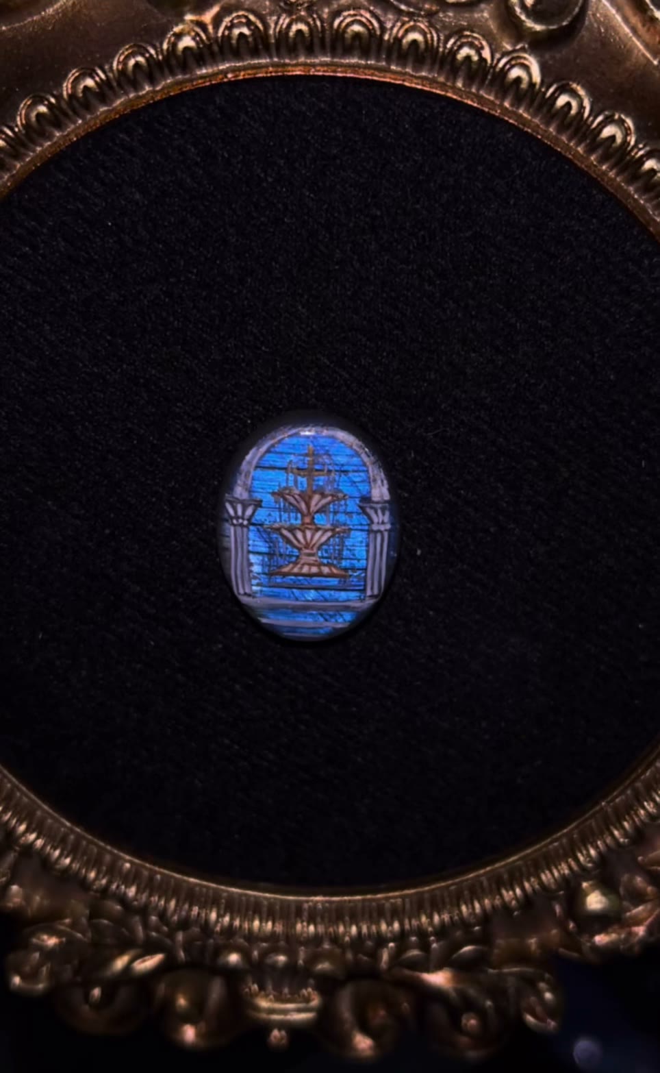 Labradorite Wishing Well Hand Painted Cabochon