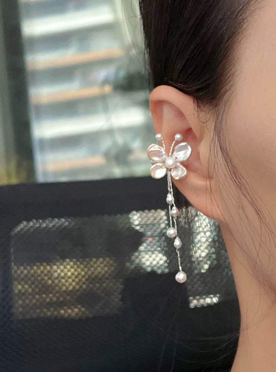Ear Cuff Farfalla in Perle Naturali