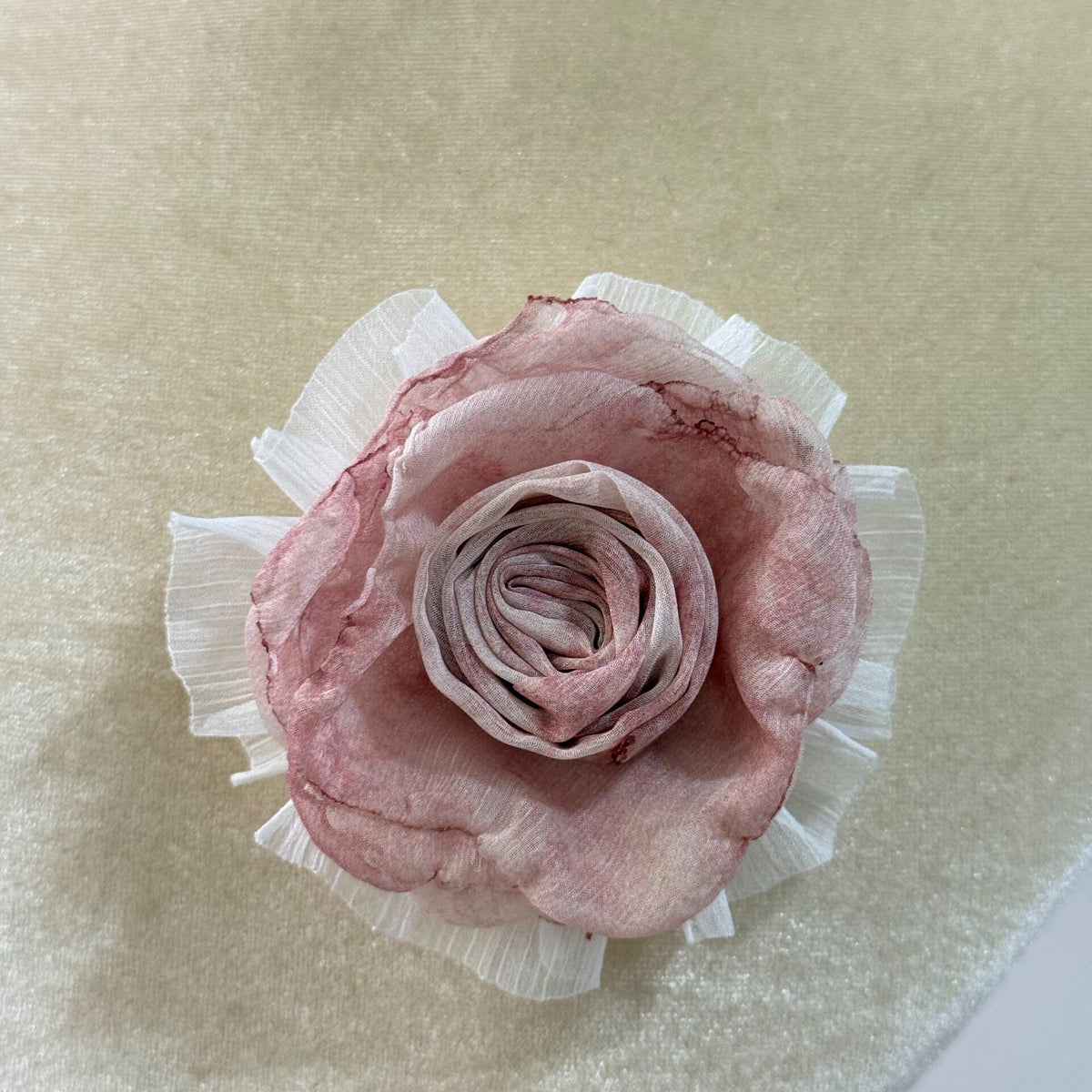 Handmade Watercolor Rose Fabric Brooch
