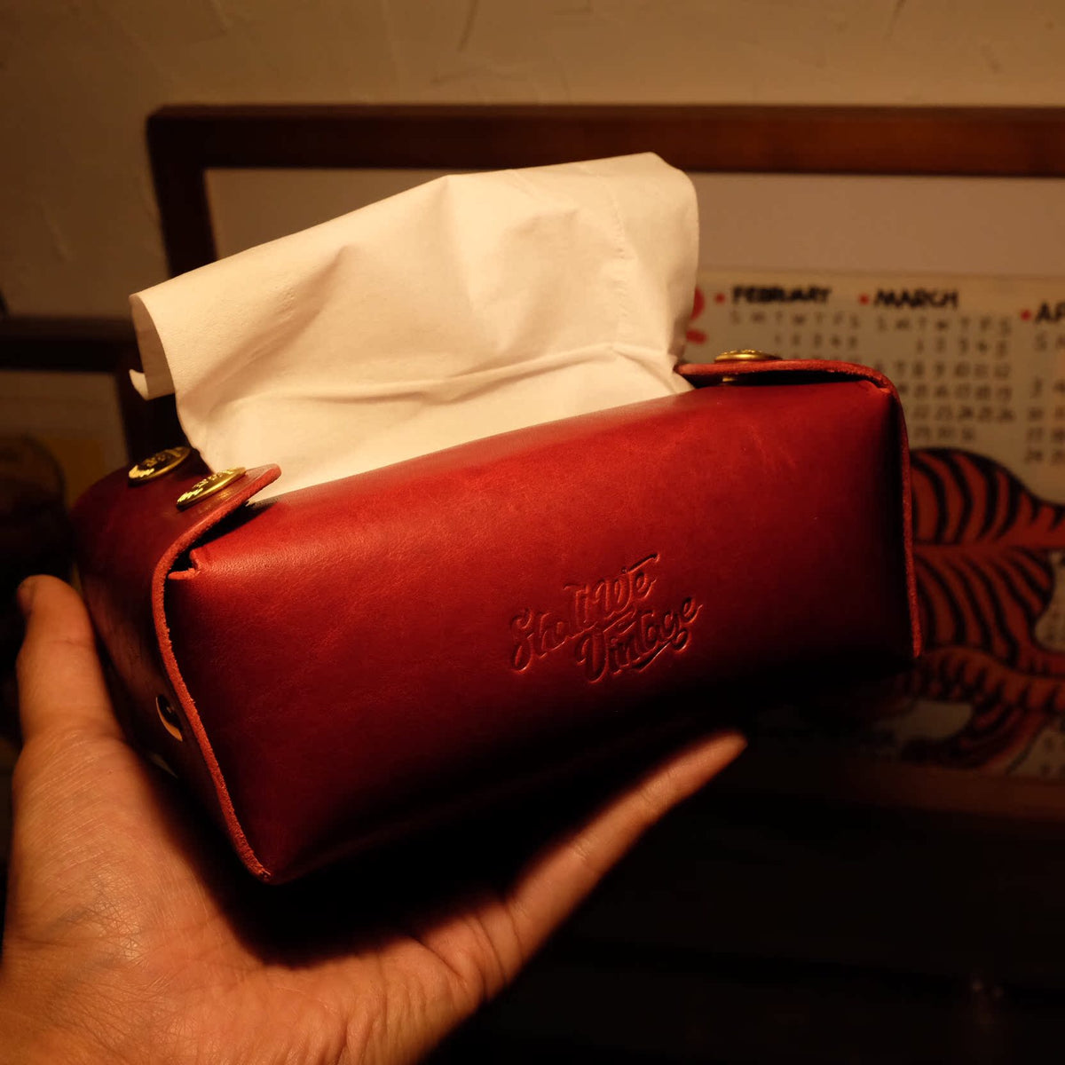 Horween Leather Tissue Box Cover