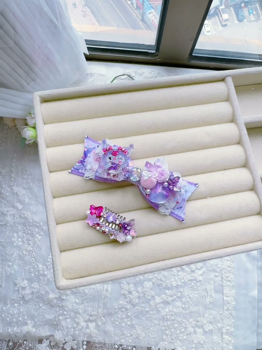 Purple Kuromi Pet Hair Bow Accessories