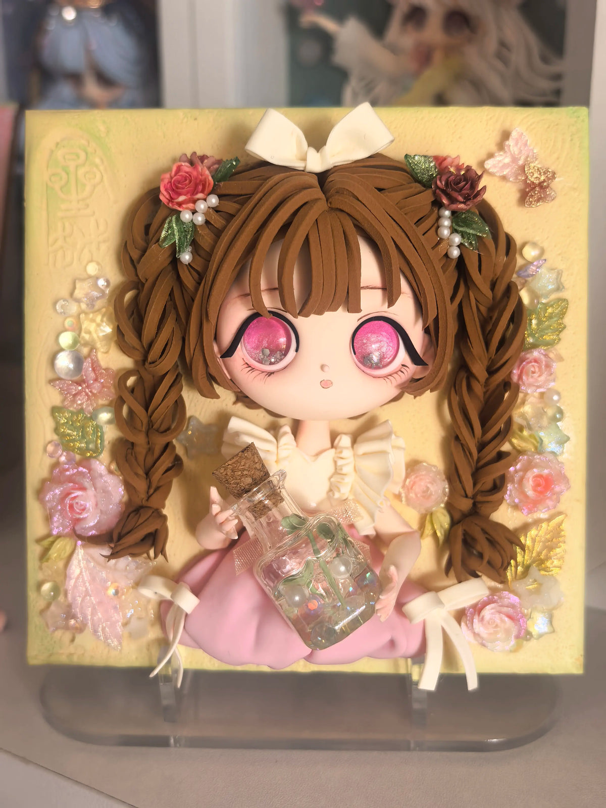 Handmade Clay Girl Figurine Frame 10cm