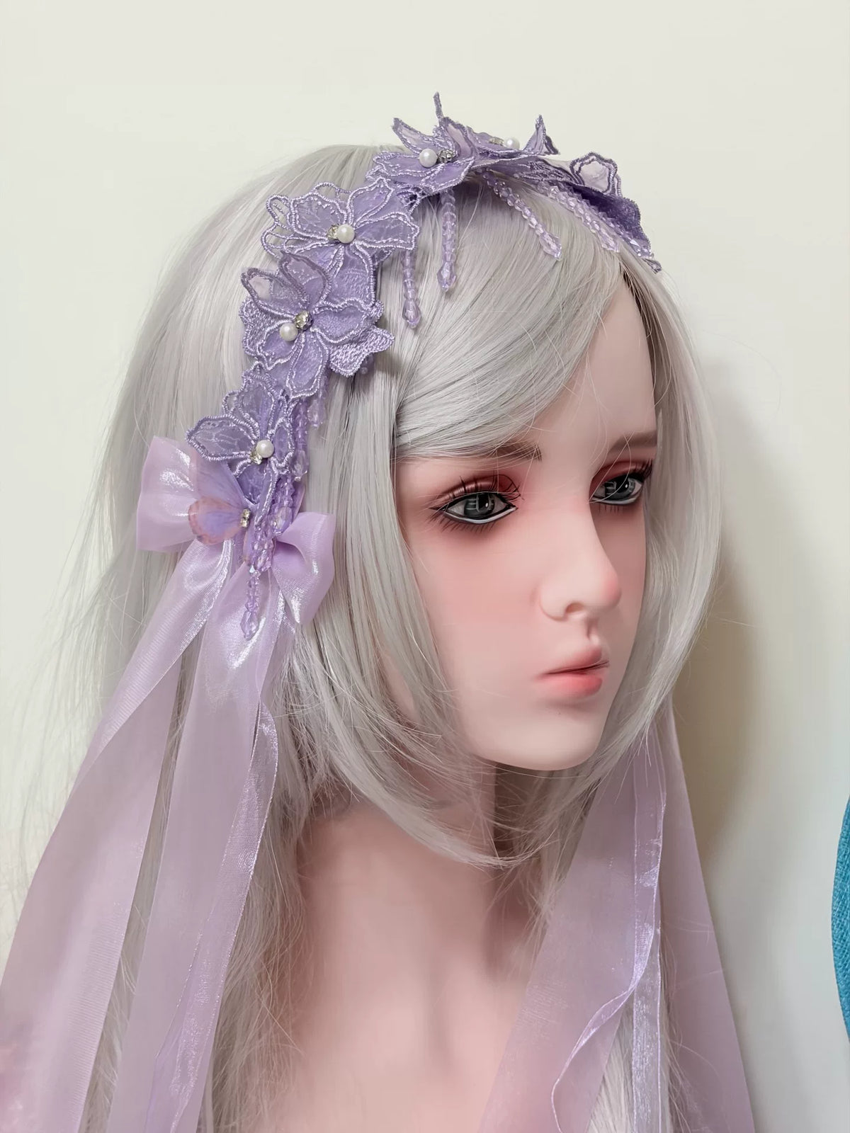 Lavender Lace Wisteria Beaded Headband